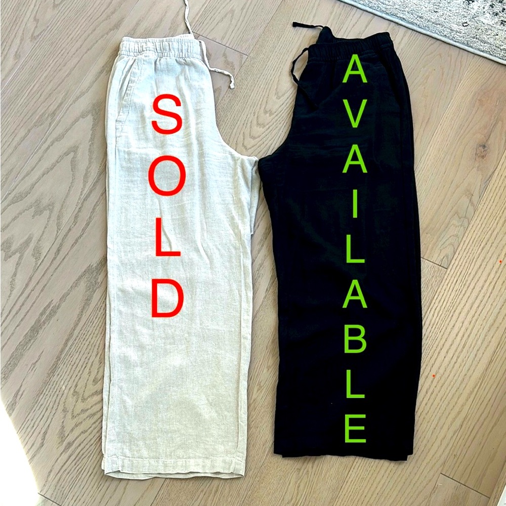 Old Navy High Rise, Wide Leg Linen Blend Pants - Black and/or Cream